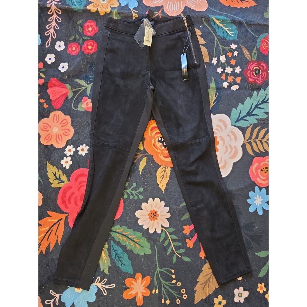 New With Tags-WHBM PONTE, Black Skinny Leg Pants, Front: 100% Genuine Leather
